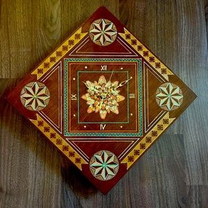 Unique Painted and Carved by Hand Ukrainian Clock. Signed by artist 12X12